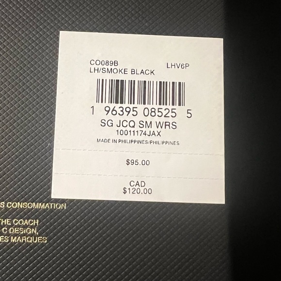 Coach Signature Jacquard Small Wristlet in Smoke BlackNew in Box - Picture 8 of 8